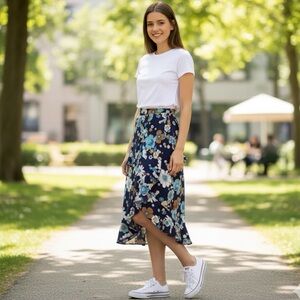 For love and lemons magnolia shirred midi skirt XS